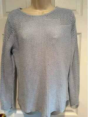 Pendleton Light Blue Cotton Knit Sweater Textured Minimalist Pullover L thumbnail 1