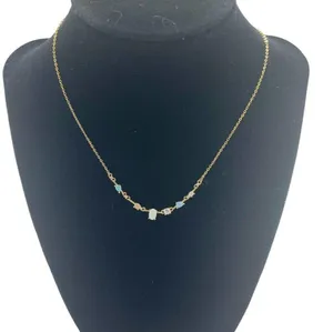 NWT Nordstrom Multicolor Gem Cubic Zirconia Gold Tone Dainty Necklace thumbnail 2