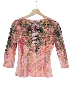 Vintage Fornia Y2k Embellished Burnout Babydoll Graphic Shirt Size Large thumbnail 3
