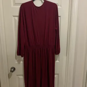 Old Navy maroon wrap dress size XXL Tall long sleeve knee length business thumbnail 4
