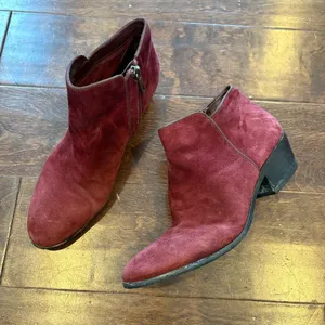 Sam Edelman burgundy suede ankle boots thumbnail 1
