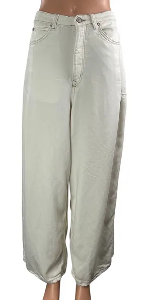 Free People We The Free Old West Slouchy White Wide Leg Baggy Denim Jeans Sz 30 thumbnail 1