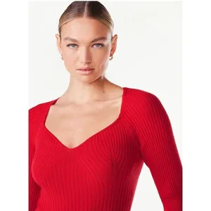 ✨Scoop Women's Ribbed Bodysuit with Sweetheart Neck and Long Sleeves✨ thumbnail 4