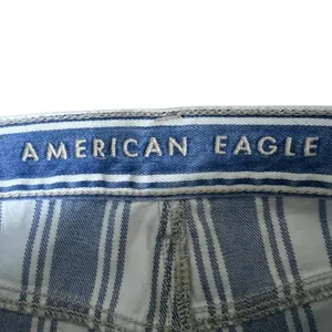 American Eagle Mom Jean Striped Denim Pants Blue White High Rise Tapered Size 2 thumbnail 8