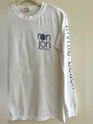 Ron Jon Surf Shop Anchor Myrtle Beach Long Sleeve T-Shirt, White/Blue, Small thumbnail 3