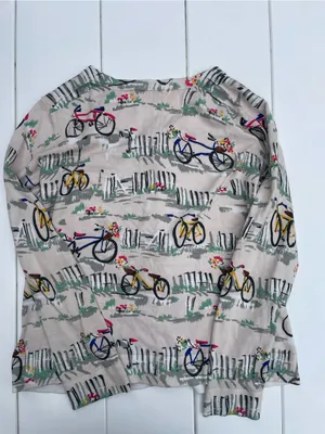 Charter Club Retro Bicycle and Garden Button Up Cardigan, Size L thumbnail 6