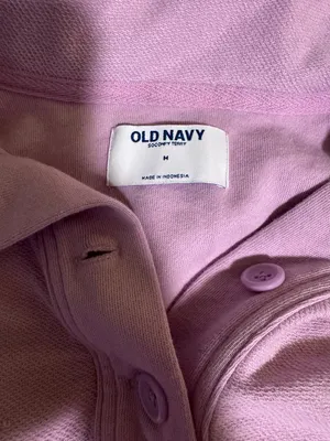 Old Navy Lavender Cropped Button-Neck Sweatshirt thumbnail 2