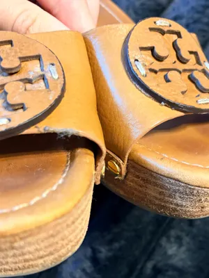Tory Burch Cognac Leather Logo Slide Mules thumbnail 10