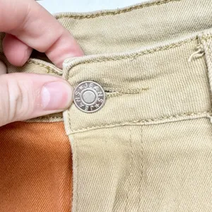 Jeans Women Size Small Two Tone High Rise Relaxed‎ Straight Orange Tan Casual thumbnail 2
