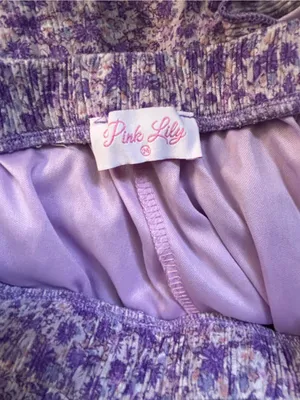 Pink Lily Lavender Floral Wrap Skirt Shorts MD thumbnail 7