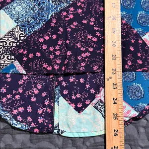 Charming Charlie C medium blue patchwork print hi low tank open back split bottom new thumbnail 5