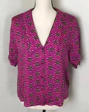 ZARA TRF Collection V Neck‎ Button Down Top Sz XS thumbnail 1
