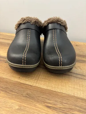 Crocs Eva Faux Fur Lined Wedge Clogs Mules Brown thumbnail 3