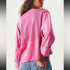 Boho patchwork oversized cropped Vneck 3/4 sleeve NEW thumbnail 6