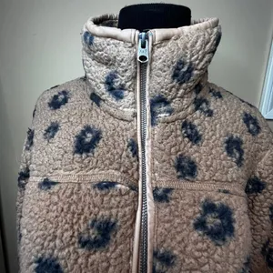 Abercrombie & Fitch M Leopard Fleece Sherpa Soft Pullover Jacket Animal Print thumbnail 4