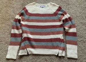 Pink Rose Cute Stripe Sweater thumbnail 1