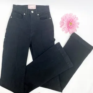 Revice Denim Avalon Flare High Rise Cut Out Jeans: Black thumbnail 7