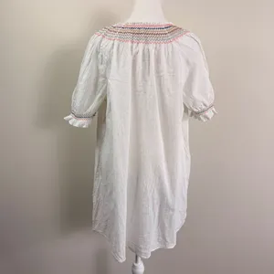 Madewell White Gauze Confetti Smocked Dress Short Sleeve Boho Cotton Large thumbnail 3