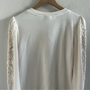 Knox Rose Cream Boho Button Lace Sweatshirt Long Sleeve Medium thumbnail 9