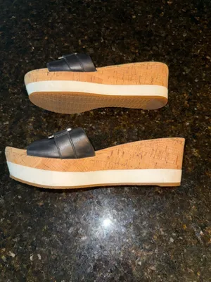 Michael Kors Warren Platform Cork Slide Sandals Black Size 8 thumbnail 4