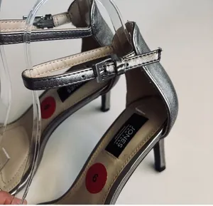 Jones New York Signature Metallic Silver Open Toe Stiletto Ankle Strap Sandals thumbnail 8