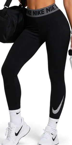 Nike | NWOT Jordan Black Dri-FIT Swoosh Leggings with Logo Waistband (size M) thumbnail 1