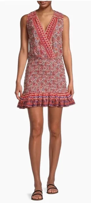 Veronica Beard Cox Paisley Shirred Mini Dress size‎ XS thumbnail 1