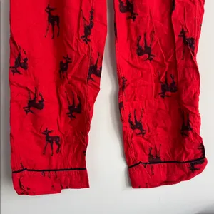 Aerie Red Pajama Pants with Navy Deer Print Size M thumbnail 3
