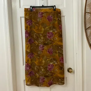 Momentum Chiffon Rose Midi Skirt 1X Floral Boho Fall Retro Grandmacore VTG thumbnail 3
