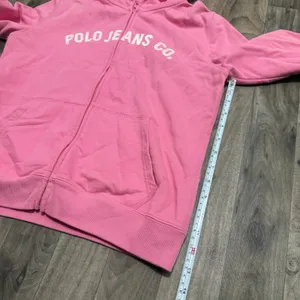 Vintage Polo Jeans Co Ralph Lauren Pink Zip Up Spellout Hoodie Size S thumbnail 3