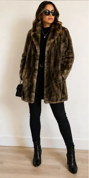 Vintage Hillmoor New York Faux Fur Coat Brown Modacrylic Made in USA thumbnail 1