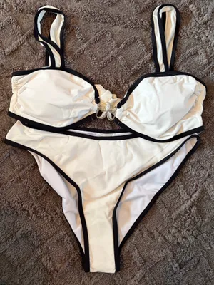 Shein Bikini Set White Black thumbnail 1