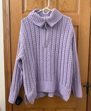 Aerie Purple Knit Oversized Turtleneck  thumbnail 1