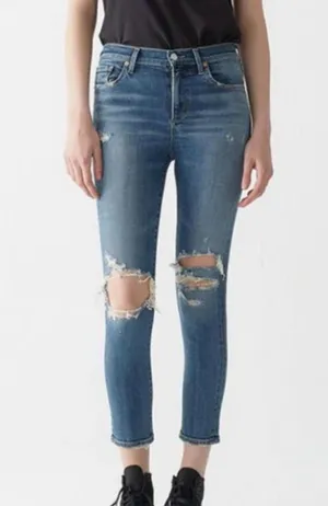 AGOLDE Los Angeles Premium Distressed Sophie High Rise Skinny Crop Jeans Size 28 thumbnail 2