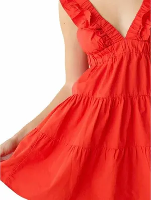 Urban Outfitters Kimchi Blue Main Stage Tiered Ruffle Mini Dress Red Small thumbnail 3