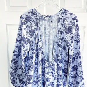 Hill House The Simone Crepe Dress in Lilac Tonal Floral Open Back Dress thumbnail 10