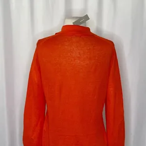 NWT!! J. CREW Collared Button-Up Sweater Cardigan Linen Poppy Orange Red Small thumbnail 10