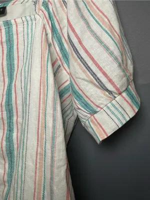 Linen Blouse Size 14 ~ Puffy Sleeve Top thumbnail 4