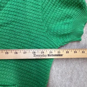 Womens Y2K Medium Green Retro Grandmacore Short Sleeve Preppy‎ Cardigan Sweater thumbnail 4