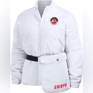 Wear by Erin Andrews Kansas City Chiefs Zip Belted Puffer Jacket Coat Medium thumbnail 3