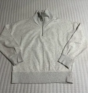 Athleta Light Heather Gray Half-Zip Pullover Sweatshirt thumbnail 1