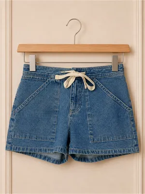 Vintage GAP Denim Drawstring Utility Shorts Size 2 Y2K thumbnail 2