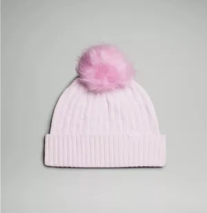 New Lululemon Womens Cable-Knit Pom-Pom Beanie hat winter chenille soft Pink thumbnail 7