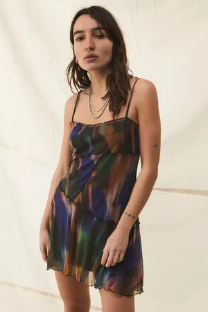 Urban Outfitters | Medium Moxie Mesh Lined Mini Slip Dress In Multi Color thumbnail 1