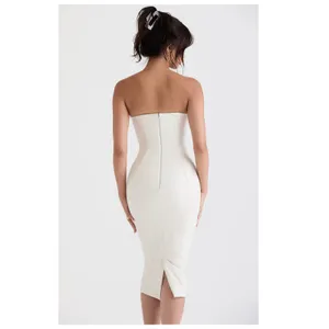 NEW House of CB Camilla Ivory Vegan Leather Strapless Dress Size XS thumbnail 4