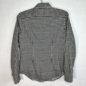 Lauren Ralph Lauren Houndstooth Top S Black Ivory Cotton Non Iron Button Up thumbnail 4