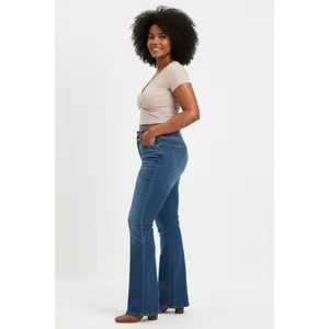 Levis 726 Womens Jeans 32x32 Medium Wash High Rise Flare Stretch Denim Blue thumbnail 7
