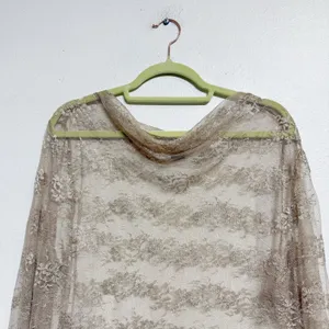 The Limited Beige Lace Sheer Long Sleeve Boatneck Top Sz XL thumbnail 3