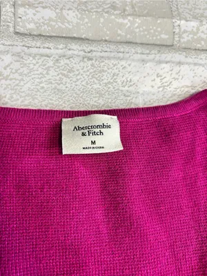 Abercrombie & Fitch Fitted Square- Neck Ribbed Sweater - Bright Pink thumbnail 4