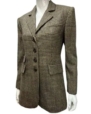 RALPH LAUREN Black Brown Houndstooth Plaid Single Breasted 4 Button Front Blazer thumbnail 8